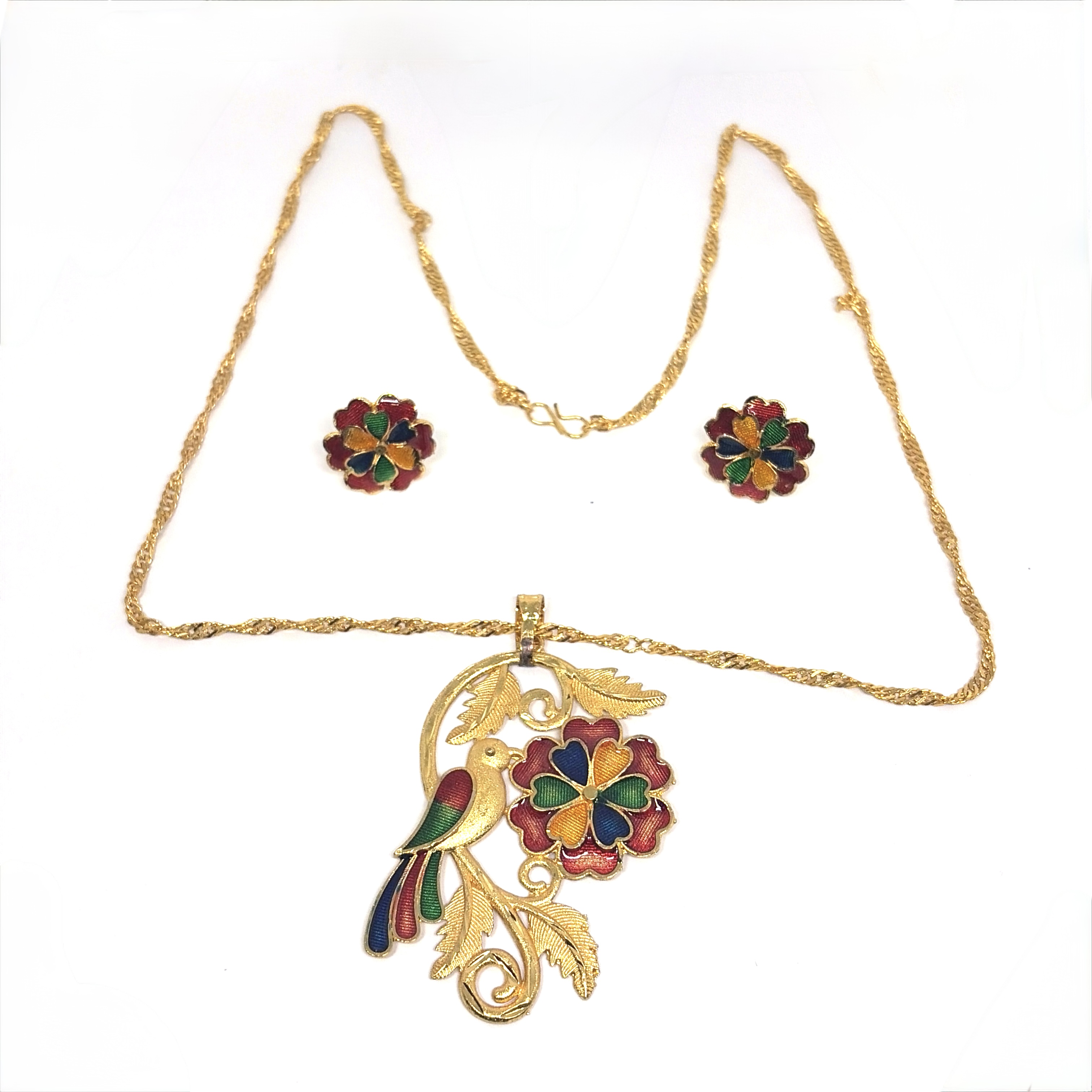 Meenakari Chain Pendent - Bird & Flower