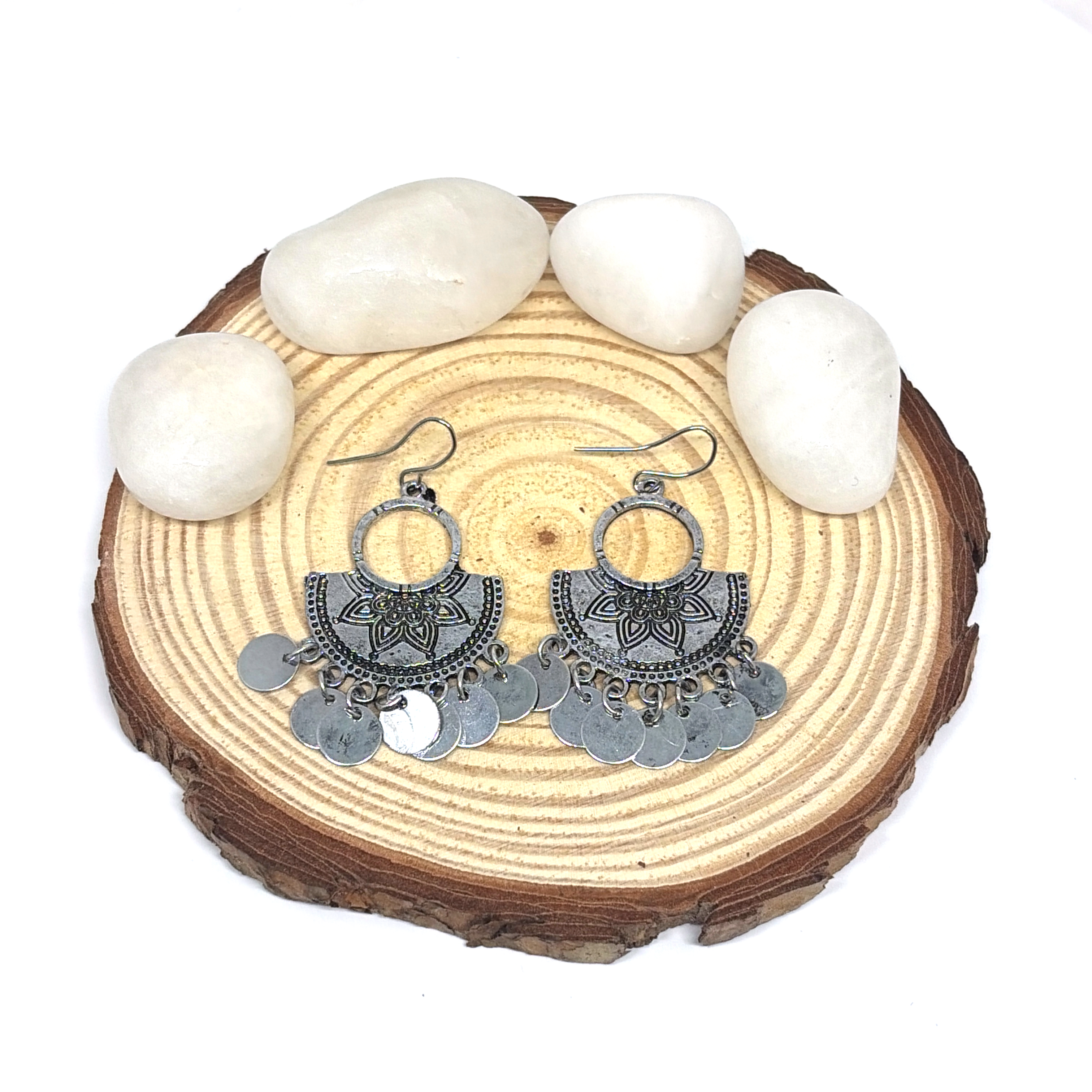 Half Moon mandala design earrings