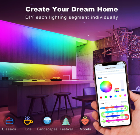 Thumbnail: DAYBETTER RGBW IC LED Strip Lights, Smart RGB+6500K White 4 Color