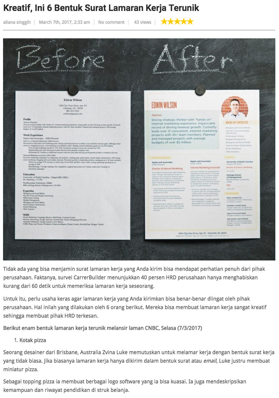 Kreatif, Ini 6 Bentuk Surat Lamaran