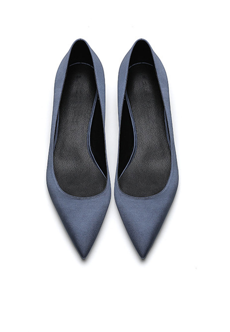 Thumbnail: 3CM Silk Fabrics Pointed Kitten Heel Pumps HZL133