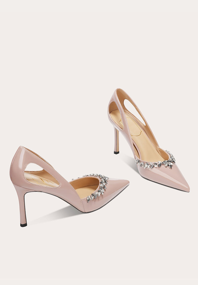 Thumbnail: 8CM Rhinestone Buckle D'Orsay High Heels PX708-C61-1