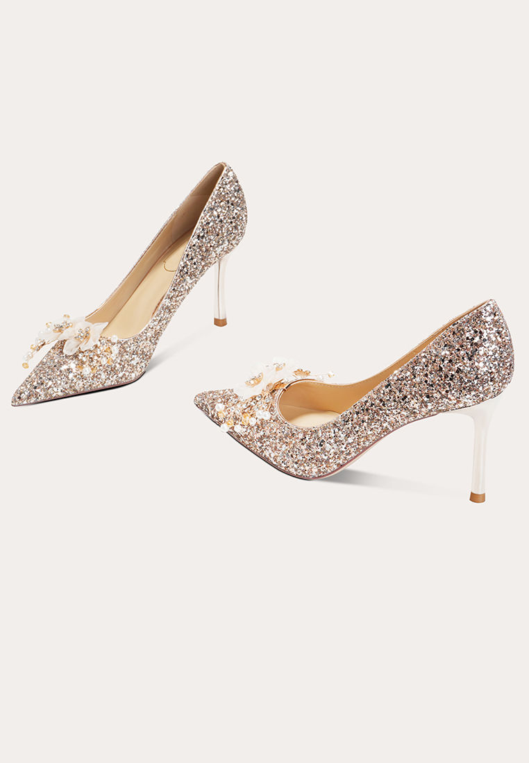 Thumbnail: 6CM Floral Glitter High Heels PX708-A11