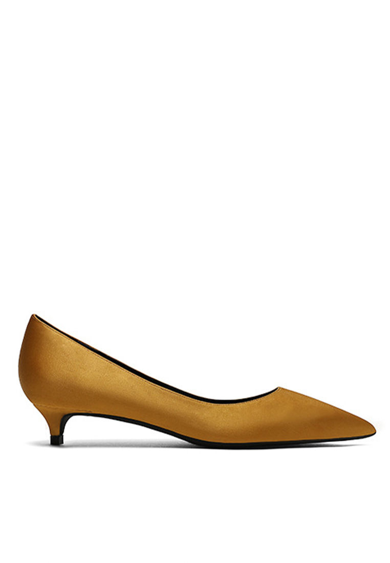 3CM Silk Fabrics Pointed Kitten Heel Pumps HZL133
