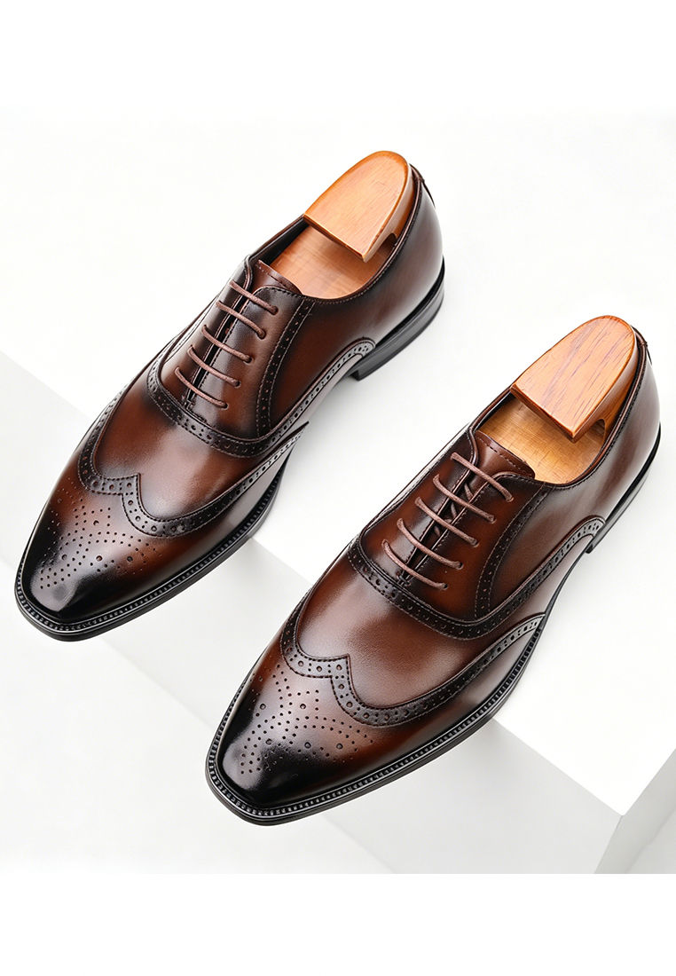 Thumbnail: Brogue Leather Oxford Shoes MK2357-1