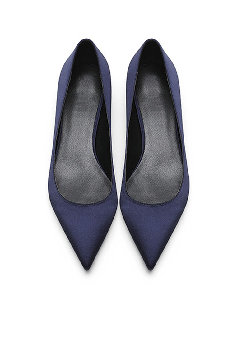 Thumbnail: 3CM Silk Fabrics Pointed Kitten Heel Pumps HZL133