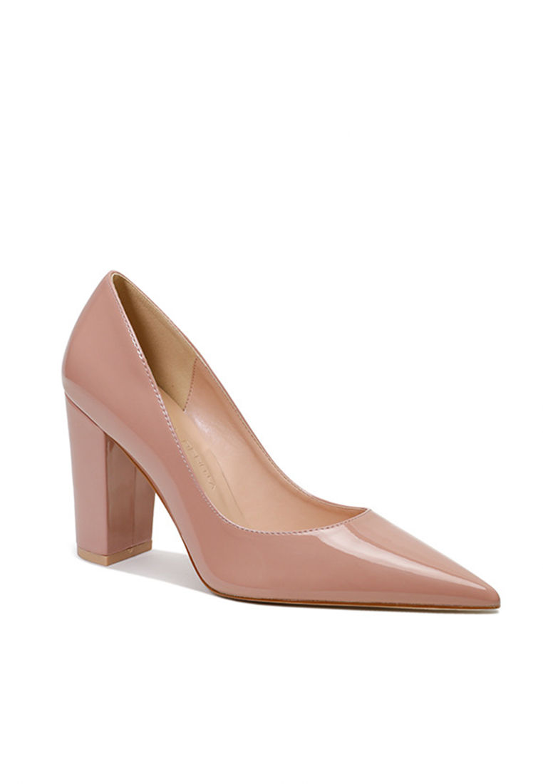 Thumbnail: 9CM Pointed Faux Patent Block Heels Shoes HZL290