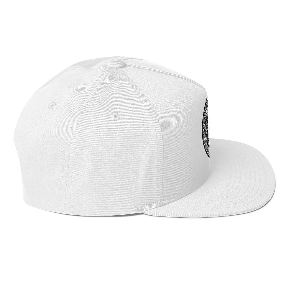 Thumbnail: Embroidered Mandala Flat Bill Cap (Black Print)