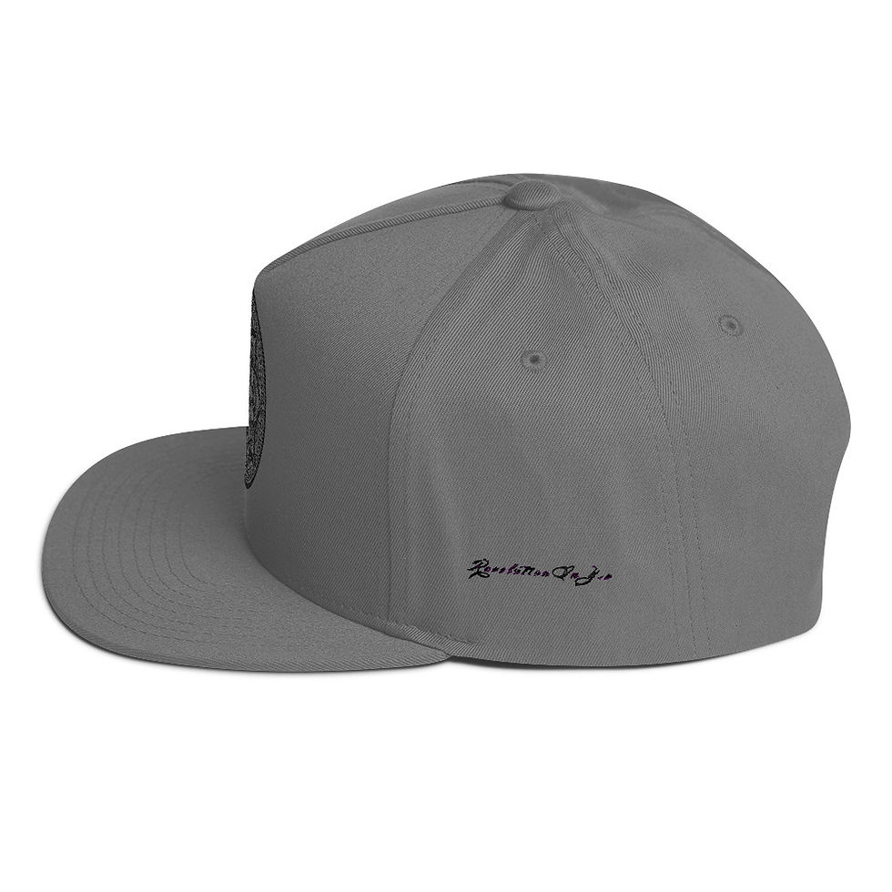 Thumbnail: Embroidered Mandala Flat Bill Cap (Black Print)