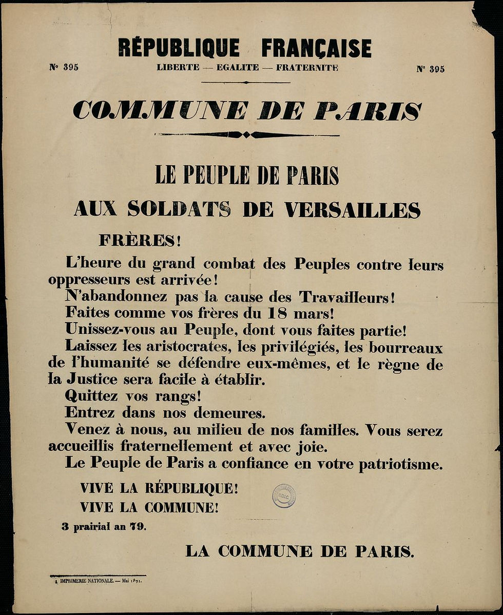 Affiche du 23 Mai 1871 - Source : La Contemporaine Nanterre (argonnaute.parisnanterre.fr)
