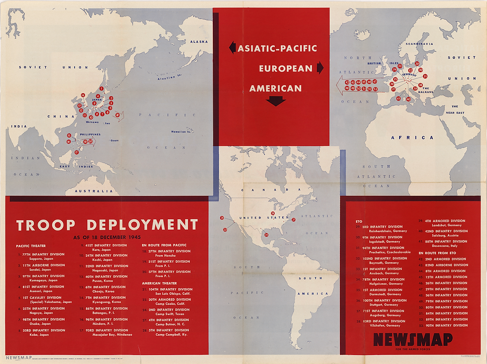 Positions des troupes américaines en 1945