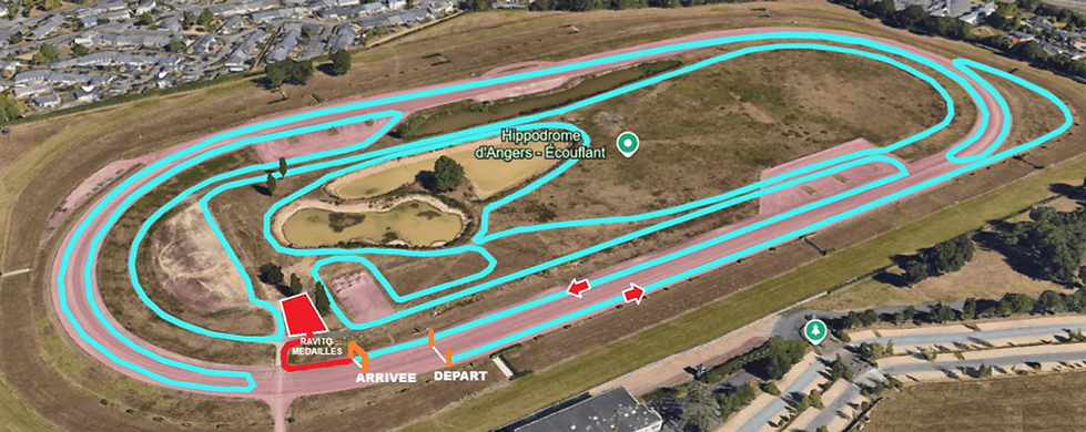 Plan du parcours du bike and run family angers 2026 sur le circuit de l'hippdrome d'angers ecouflant