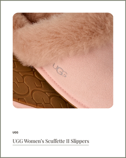 Pink UGG Scuffette II slippers with plush shearling lining for cozy comfort at home.