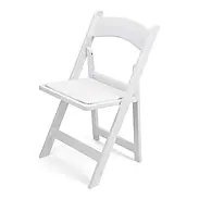 Padded white folding chairs