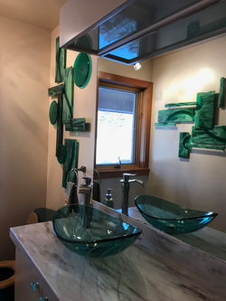 Custom Green Fused Glass Wall Art