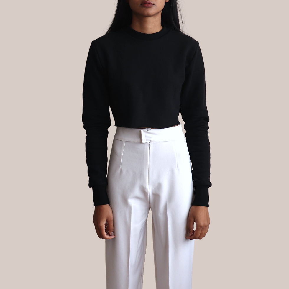 Thumbnail: Black Long Sleeve Crop Sweatshirt Women's UK - 100% Organic Cotton