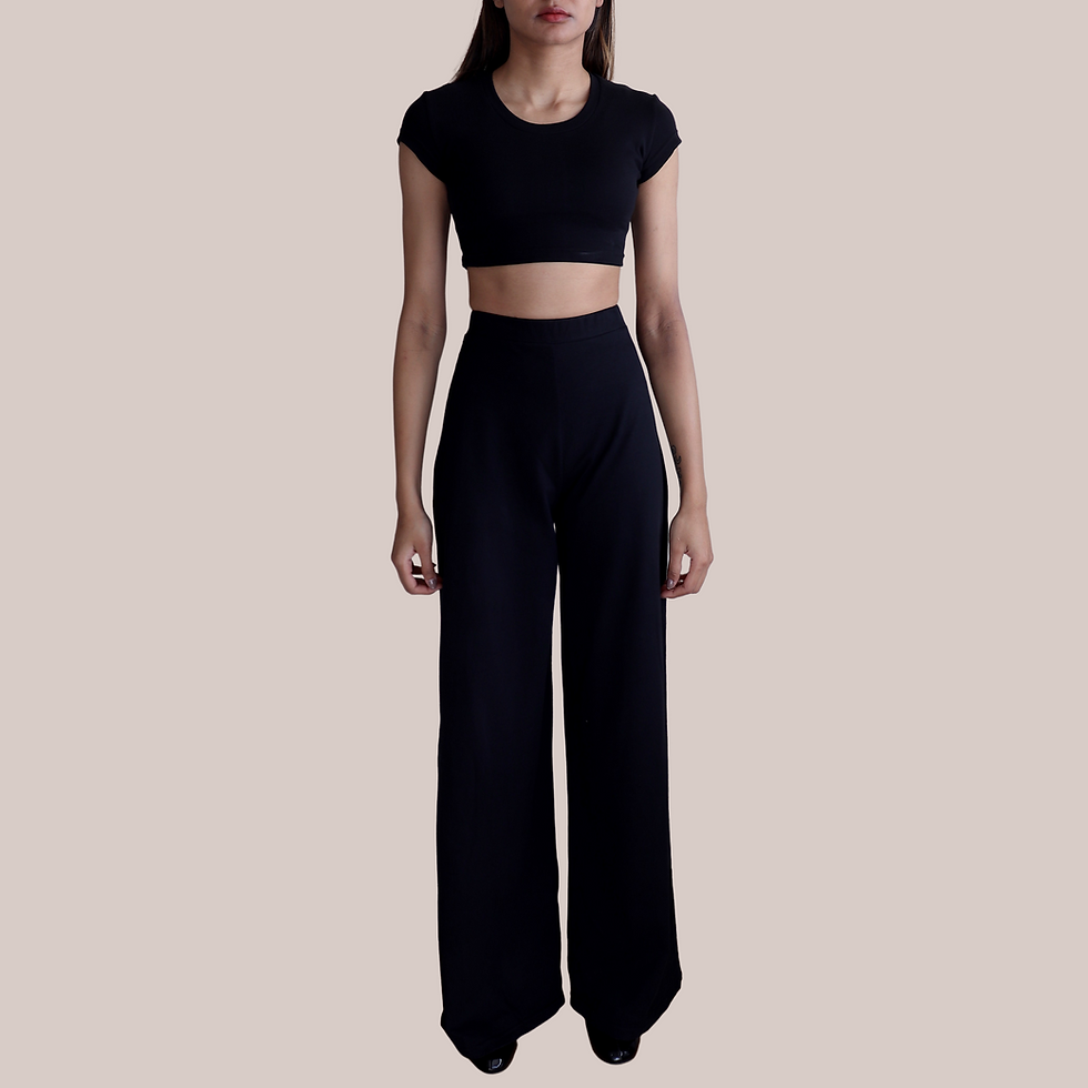 Thumbnail: Black Palazzo Wide Leg Trousers Women's UK - 100% Organic Cotton