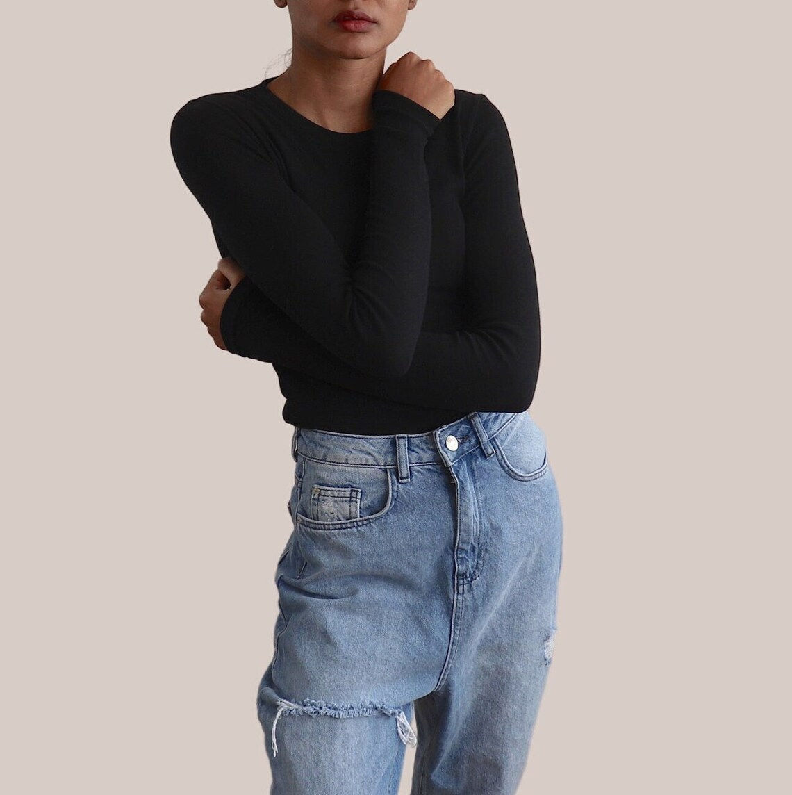 Black Long Sleeve Top Women's UK - 100% Organic Cotton