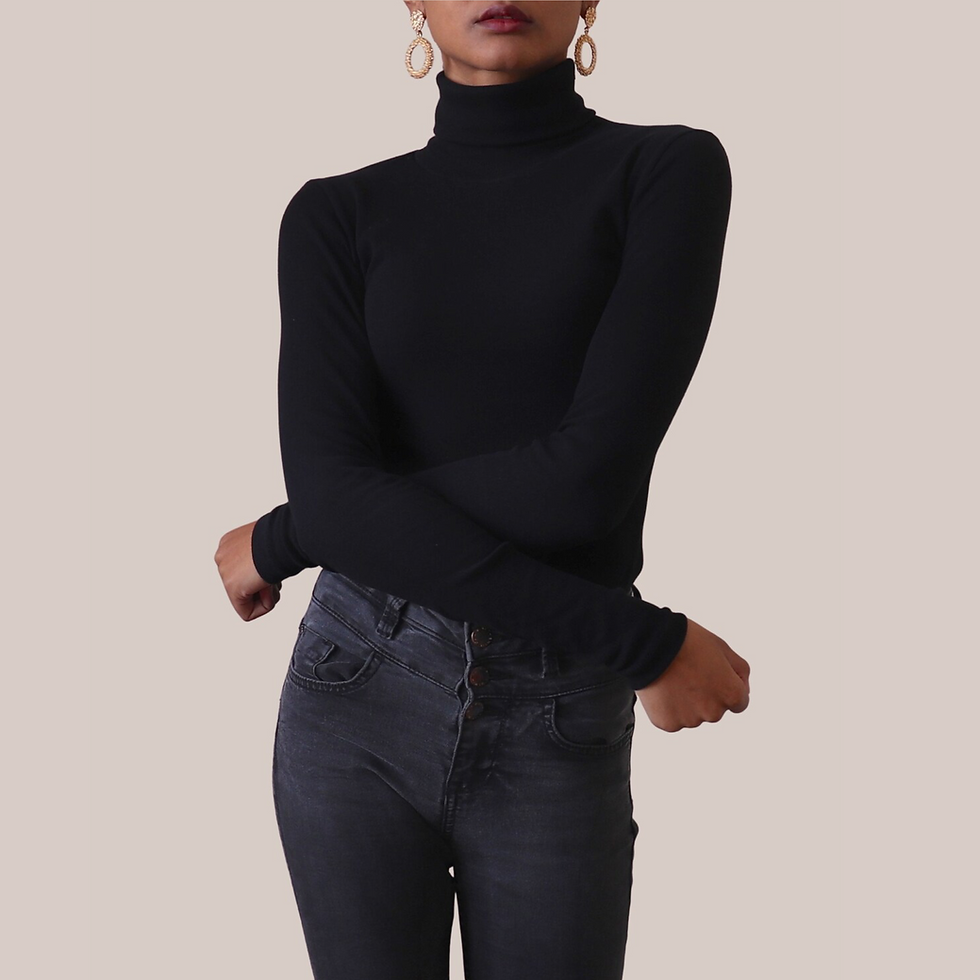Thumbnail: Black Long Sleeve Turtle Neck Top Women's UK - 100% Organic Cotton