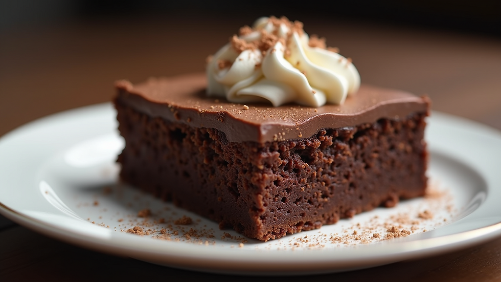 Close-up view of a delicious chocolate dessert on a plate