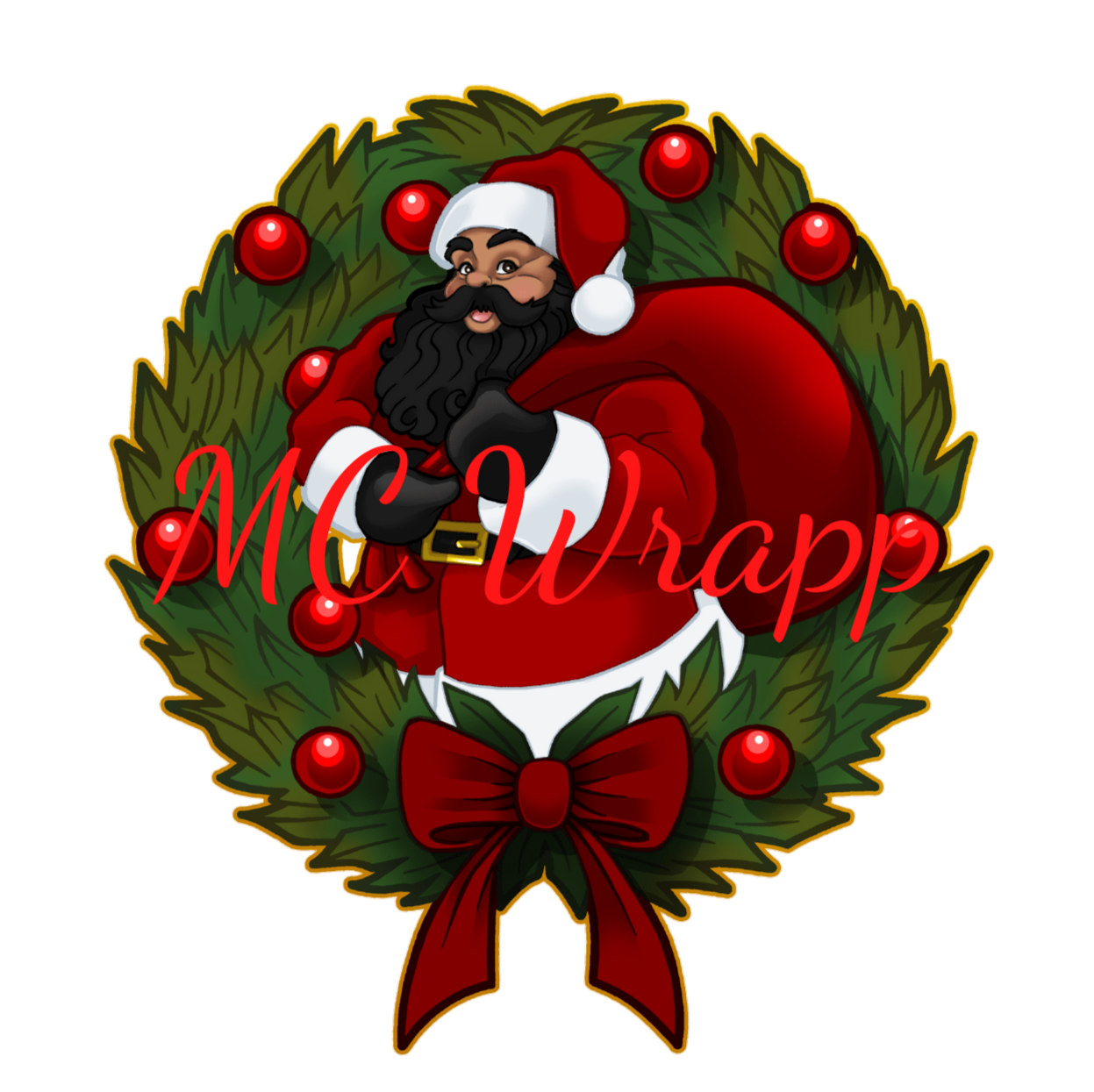 Medium Tone Wreath Santa