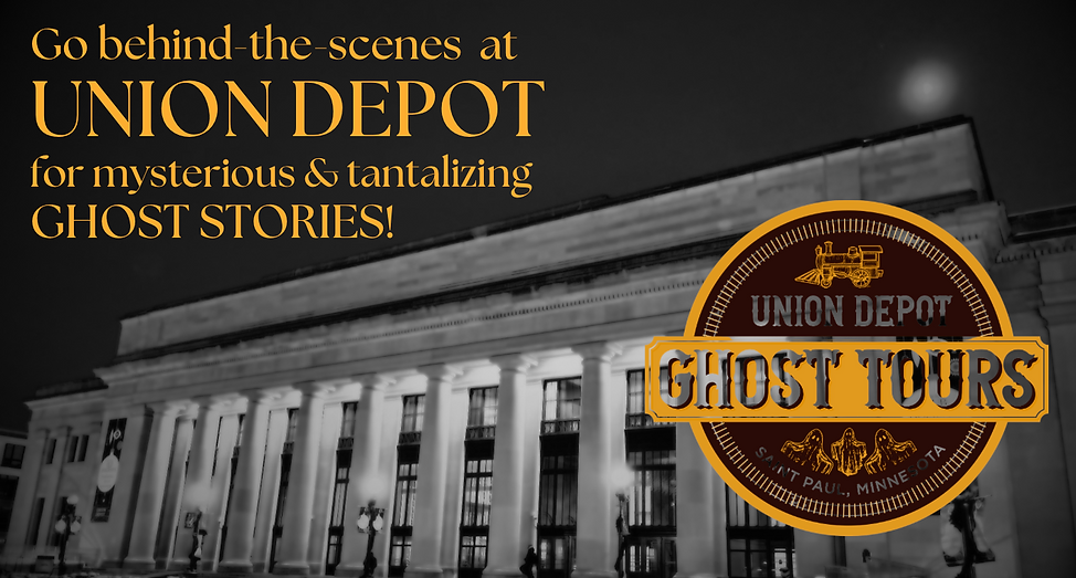 A ghostly Union Depot train station at night.