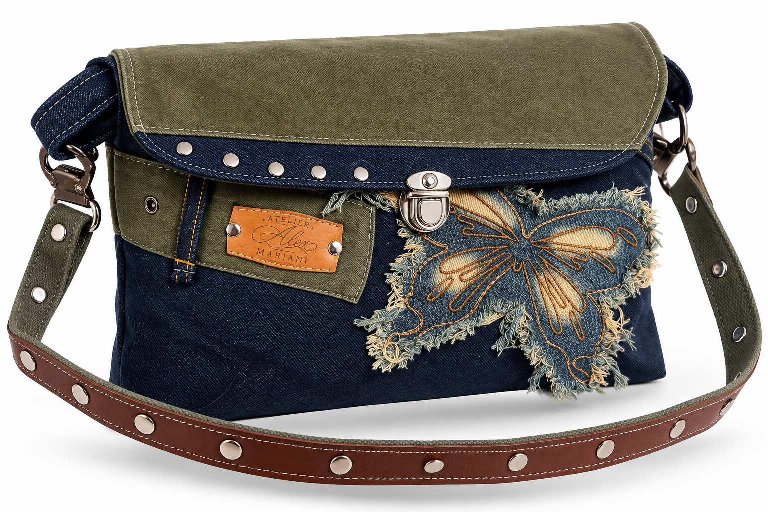 OLIVE REBEL – Upcycling Denim Umhängetasche