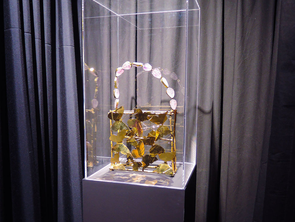 The Objects of Desire, site-specific installation by Beatriz Gerenstein presented during the 57th Venice Biennale at the European Cultural Centre. Seven handcrafted bronze sculptural handbags explore desire, femininity, identity, luxury, and contemporary consumer culture.