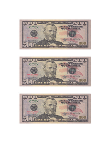 Play Copy Money for Kids 20 Pieces $500 Dollar Bills 2-Sided Full Print F |  Custom Toys & Hobbie