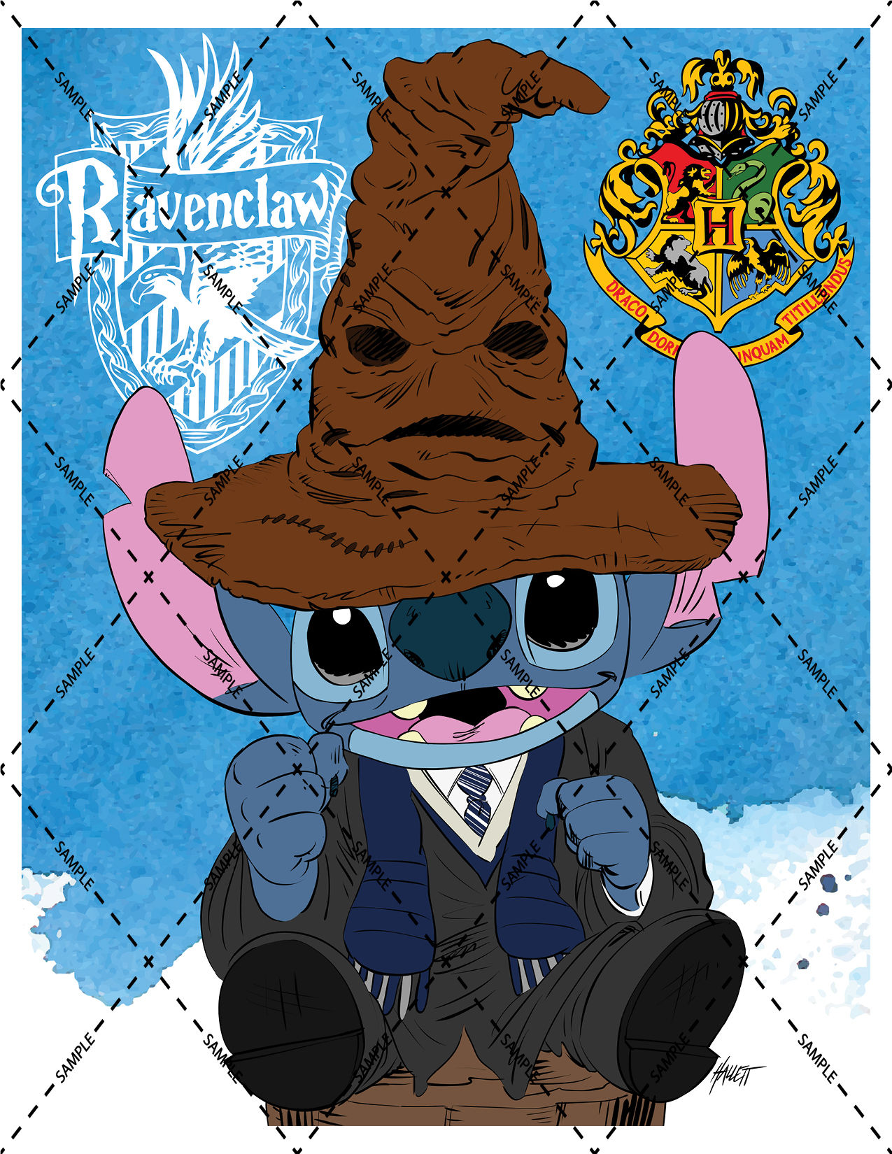 Stitch wearing Sorting Hat-Ravenclaw
