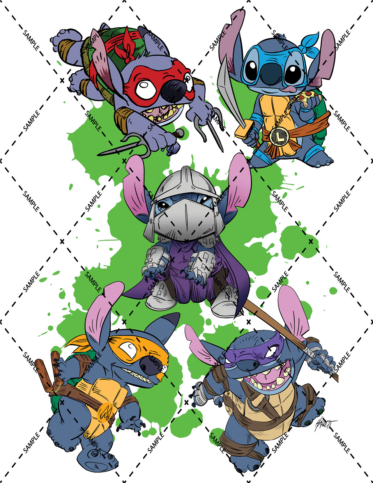 Stitch TMNT Group and Shredder