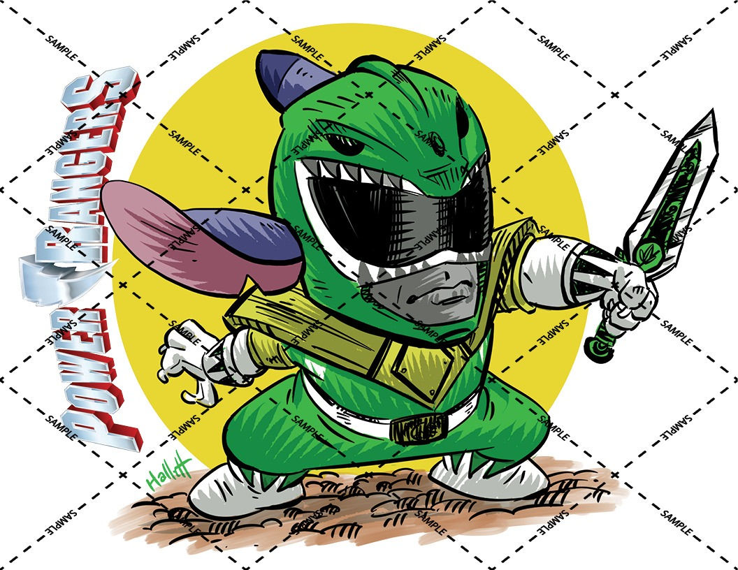 Stitch as the Green Power Ranger