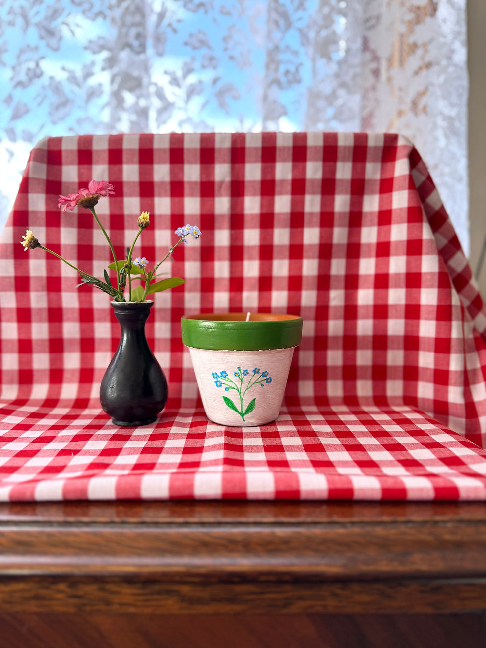 Thumbnail: Small Scented soy small potted candle forget me nots