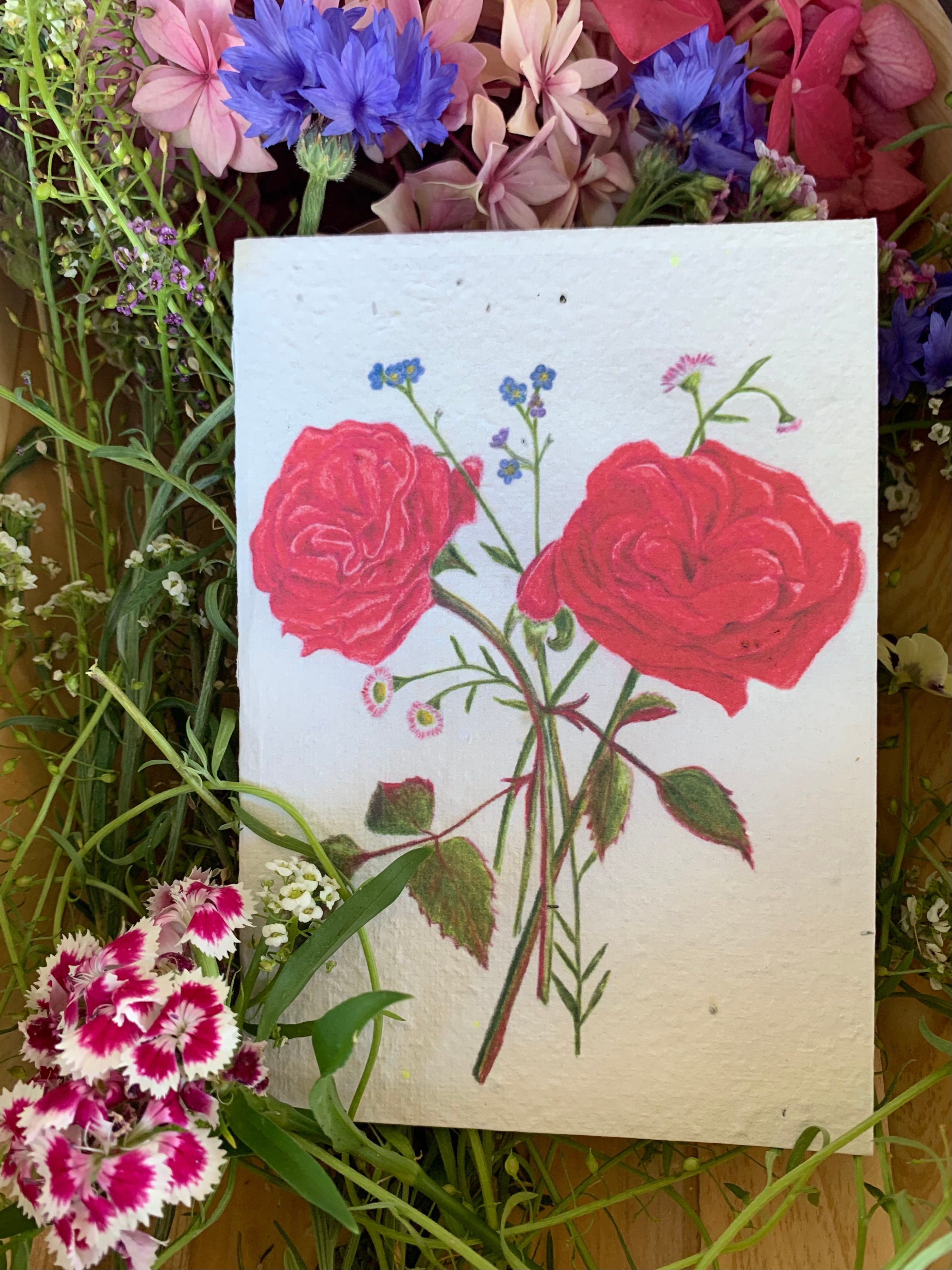 Bouquet of Roses Seeded Paper Greeting Cards