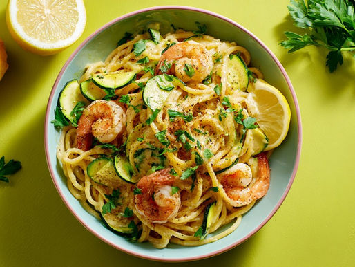 paste integrale cu creveti si zucchini, sanatoase, reteta Bloomplate