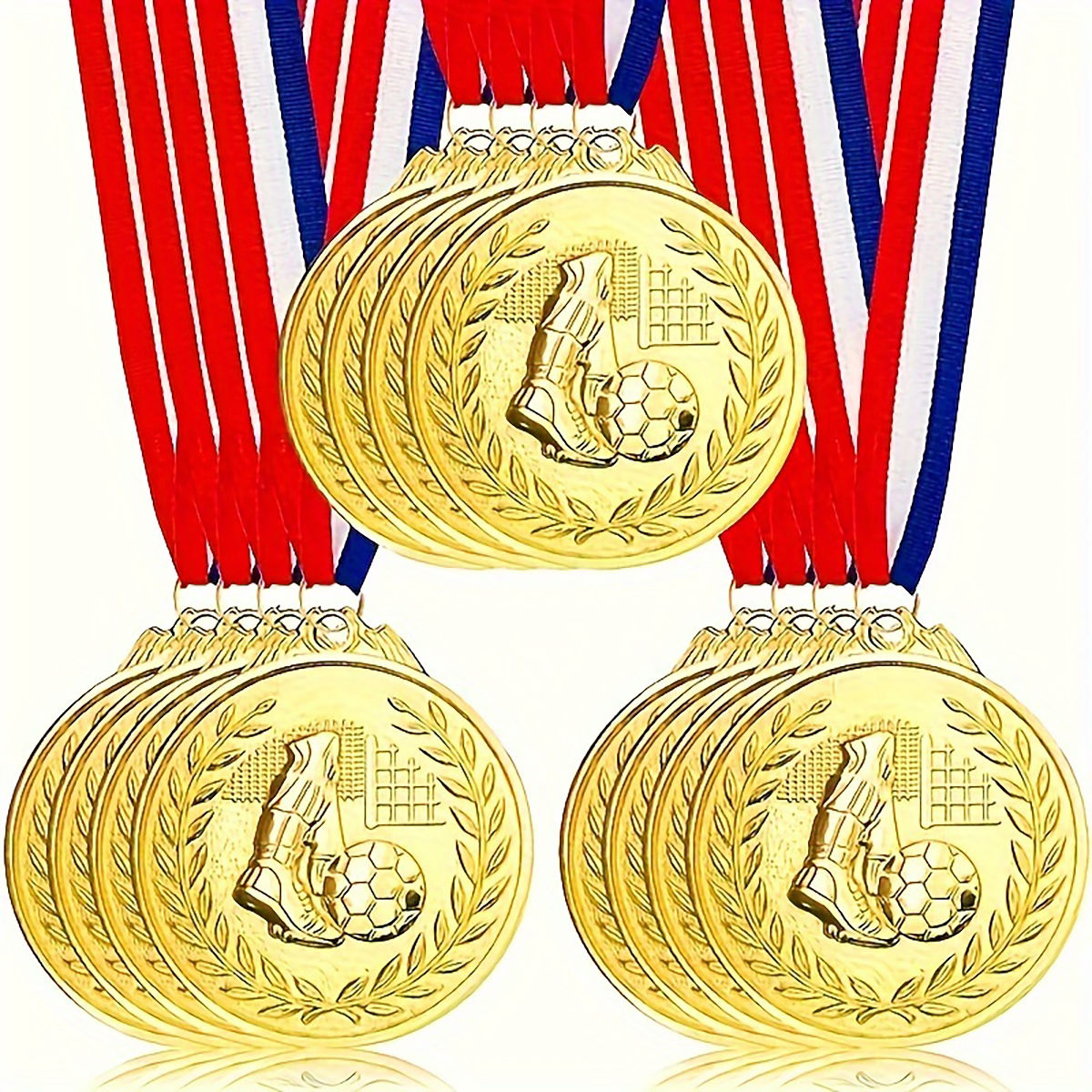 12pcs Gold Award Medal Zinc Alloy Round Winner Reward Football Competition Prize
