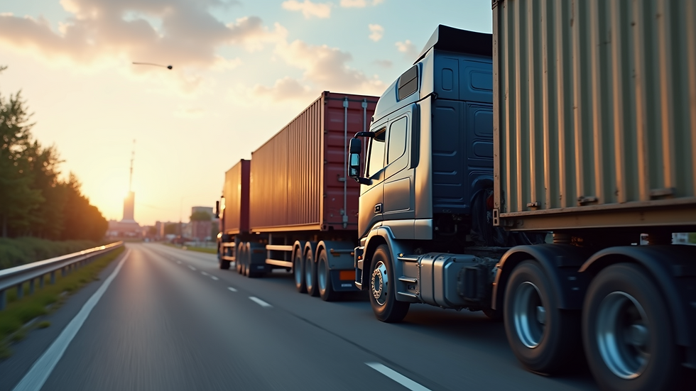 Close-up view of a freight truck loaded with cargo containers