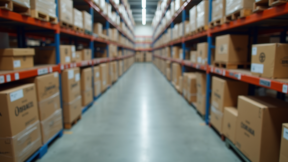 High angle view of a logistics center with packages ready for shipment