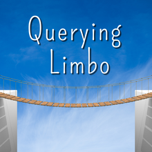 Rope bridge spans between cliffs under a blue sky. White text reads "Querying Limbo," conveying uncertainty and transition.