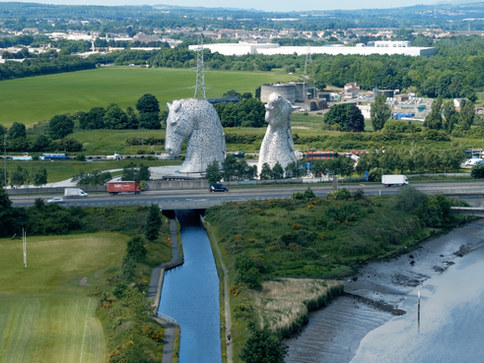 Falkirk Kelpies drone footage.