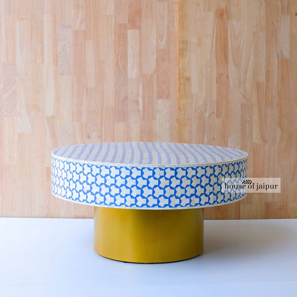 Thumbnail: Trio Bone Inlay Teal Coffee Table