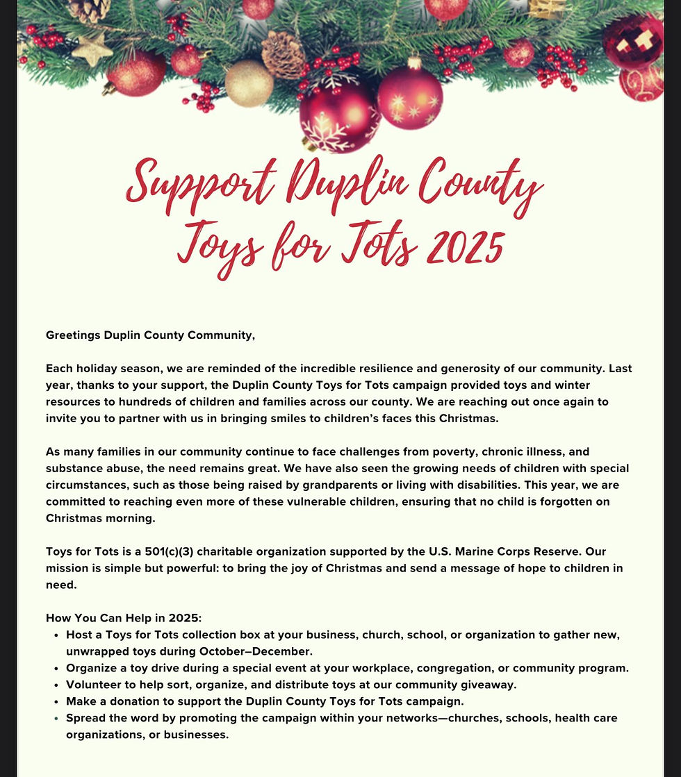 🎁✨ Shackle Free Duplin County — Toys for Tots 2025 ✨🎁