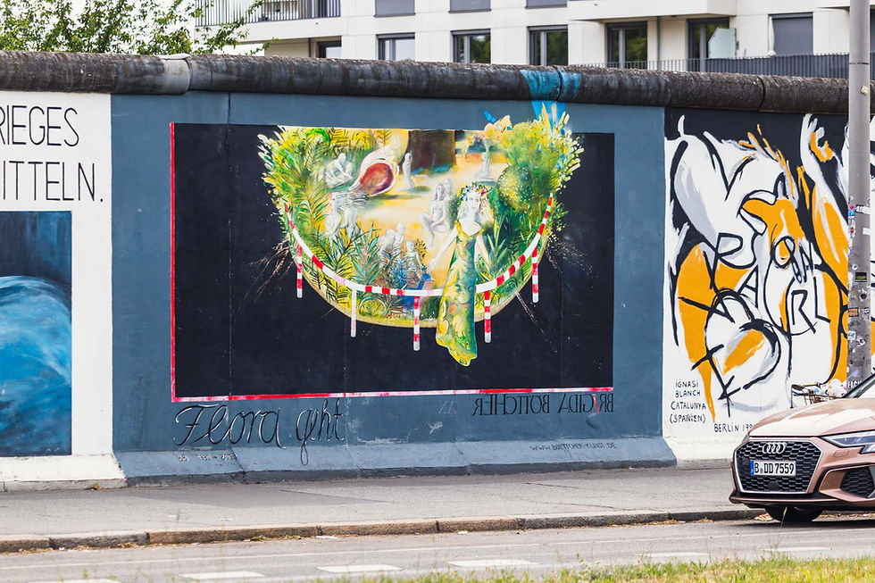 The Parlo d’Amor mural by Ignasi Blanch at the East Side Gallery.