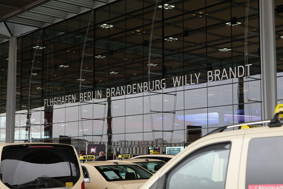 Berlin taxis near BER Airport during the airport opening period, used to explain official airport taxi rules