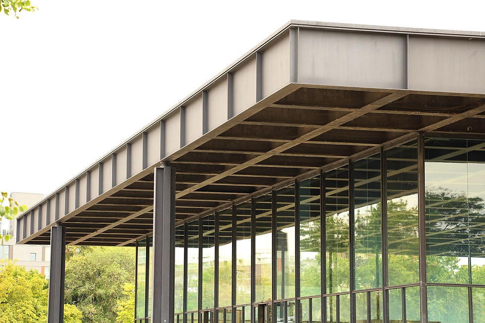 The glass and roof plane of the Neue Nationalgalerie in Berlin