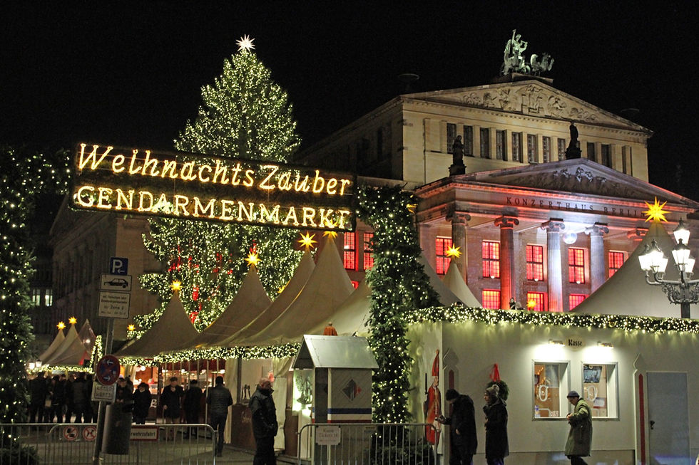 A busy Christmas market at Gendarmenmarkt in Berlin, used to explain holiday planning around Christmas closures