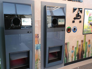 A bottle return machine at an Edeka supermarket in Berlin, where tourists can return Pfand bottles and cans