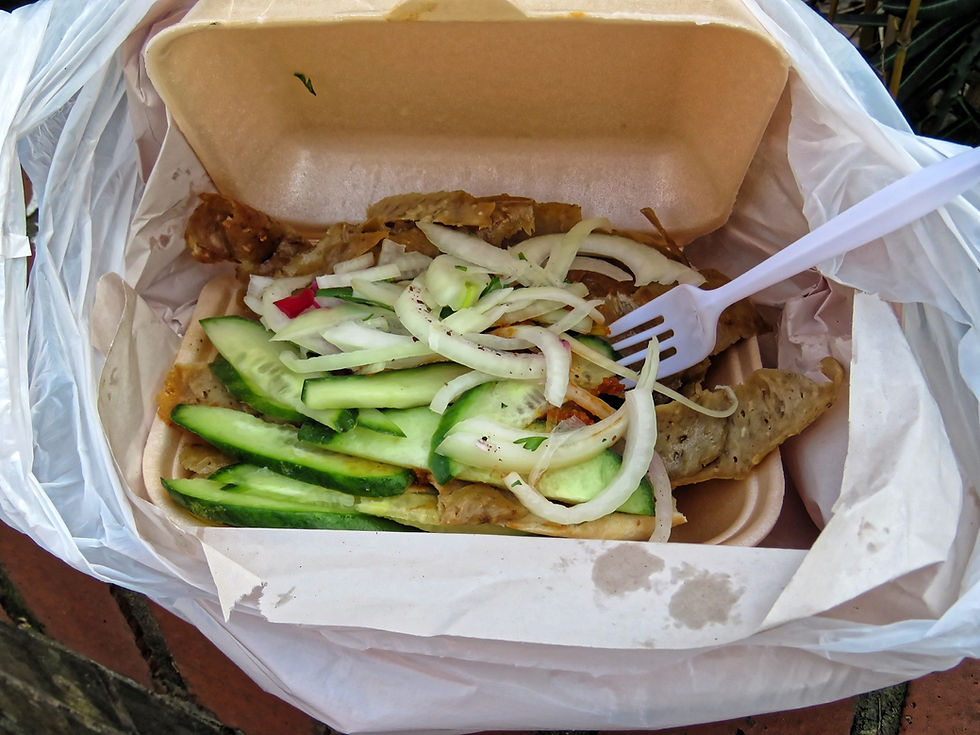 A classic döner im Brot, the folded flatbread version