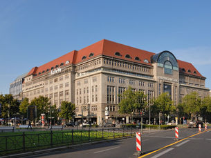 The KaDeWe department store building with its red roofline on Tauentzienstraße in west Berlin
