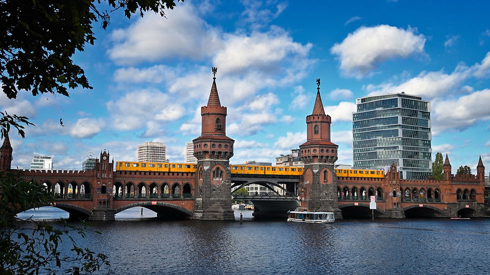 The Oberbaumbrücke carrying a U-Bahn over the Spree between Kreuzberg and Friedrichshain